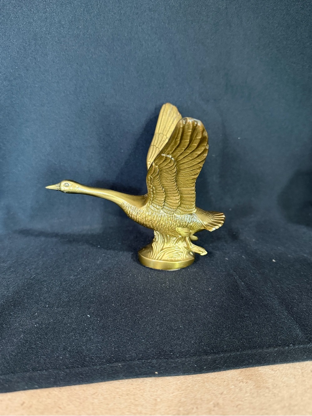 Vintage Solid Brass Duck Goose In Flight Figurine Statue Sculpture